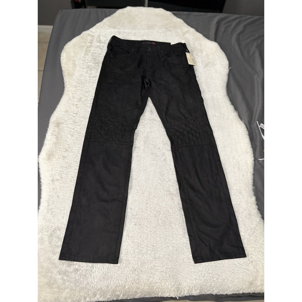 New‎ G By Guess Mens Leigh Jet Black Slim Moto Jeans Size 32x32 Pants